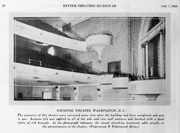 Photograph highlighting the application of acoustic felt from the 7th July 1928 edition of <i>Exhibitors Herald and Moving Picture World</i>, held by the Library of Congress and scanned online by the Internet Archive (JPG)