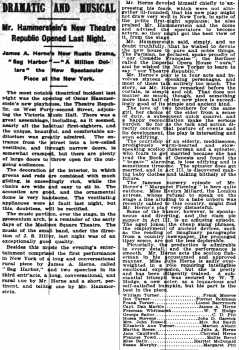 Review of the theatre’s opening, as printed in the 28th September 1900 edition of <i>The New York Times</i> (2.6MB PDF)