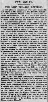 Review of the theatre’s opening, as printed in the 28th September 1900 edition of the <i>New York Tribune</i> (660KB PDF)