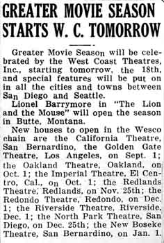 Announcement of the theatre’s construction as printed in the 18th August 1928 edition of <i>Exhibitors Daily Review</i> (270KB PDF)