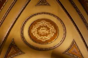 Orpheum Theatre, Los Angeles: Medallion featuring a salamander, one of five medallions above the proscenium
