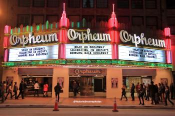 Orpheum Theatre, Los Angeles: Marquee during Night on Broadway 2015 (1)