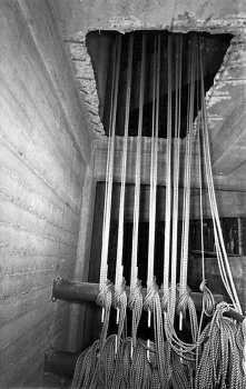 Pin Rail, possibly in advance of the plaster line as it is definitely not the upstage end of the main Pin Rail; date unknown but between 1968 and 1991 - courtesy Orpheum Theatre crew / IATSE Local 336 (JPG)