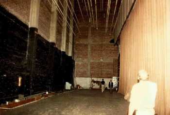 Stage from Stage Right showing the original shallow depth of the stage; date unknown but between 1968 and 1991 - courtesy <i>Orpheum Theatre crew / IATSE Local 336</i> (JPG)