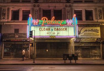 Palace Theatre, Los Angeles: Marquee from across street