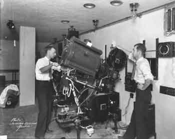 An early photograph of the Paramount’s Projection Booth, courtesy Russell Chalberg Collection via the Texas Historical Commission (JPG)