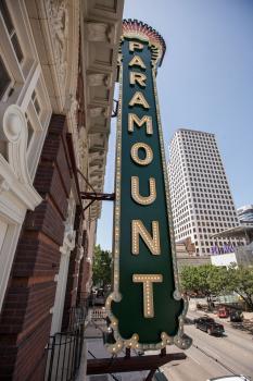 Paramount Theatre, Austin: Vertical Sign from interior window