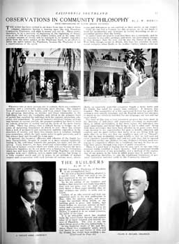“California Southland” (June 1925) examining the philosophy of the playhouse followed by detailed descriptions of the building exterior and interior; held by the California State Library and scanned online by the Internet Archive (4 pages; 3MB PDF)