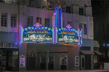 Saban Theatre, Beverly Hills: Marquee At Night, from side