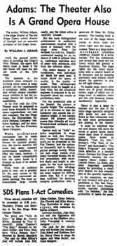 Two editorial columns, published on the day before the theatre’s opening, as printed in the 10th January 1965 edition of the <i>San Diego Union</i>, as held by the San Diego Public Library (670KB PDF)