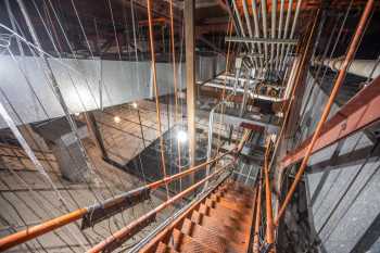 San Diego Civic Theatre: Ceiling Catwalk showing platform (black) installed for “The Phantom of the Opera” chandelier workings