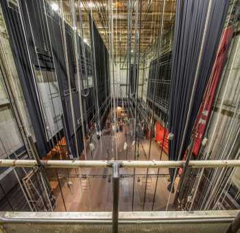 San Diego Civic Theatre: Fly Floor / Loading Gallery view to Stage (panoramic)