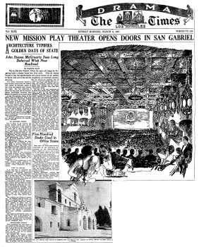 Review of the theatre’s opening night, as printed in the 6th March 1927 edition of the <i>Los Angeles Times</i> (1MB PDF)