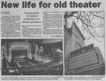 News of the theatre’s sale to become a performing arts center, as printed in the 31st December 1996 edition of <i>The Sheboygan Press</i> (470KB PDF)