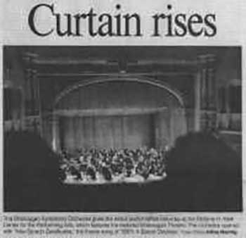 News of the renovated theatre’s opening as the <i>Stefanie H. Weill Center for the Performing Arts</i> on 13th October 2001, as printed in the 14th October 2001 edition of <i>The Sheboygan Press</i> (550KB PDF)