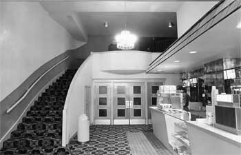 The renovated theatre lobby in February 1976, from the <i>Austin History Center Collection</i> (JPG)