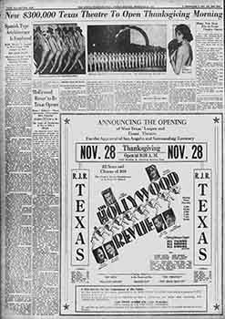 News of the theatre’s upcoming opening, as printed in the 24th November 1929 edition of the <i>San Angelo Standard Times</i> (870KB PDF)