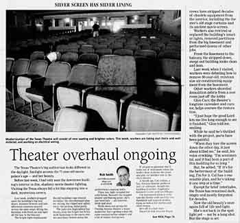 News of the theatre’s renovation, as printed int he 7th July 2006 edition of the <i>San Angelo Standard Times</i> (700KB PDF)