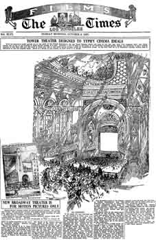 Full-page picture feature, three days ahead of the theatre’s official opening, as printed in the 9th October 1927 edition of the <i>Los Angeles Times</i> (PDF)