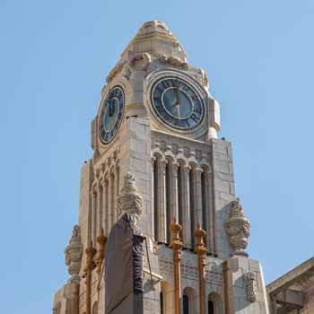 Tower Theatre, Los Angeles: Top of clock tower following restoration and installation of a replica cap