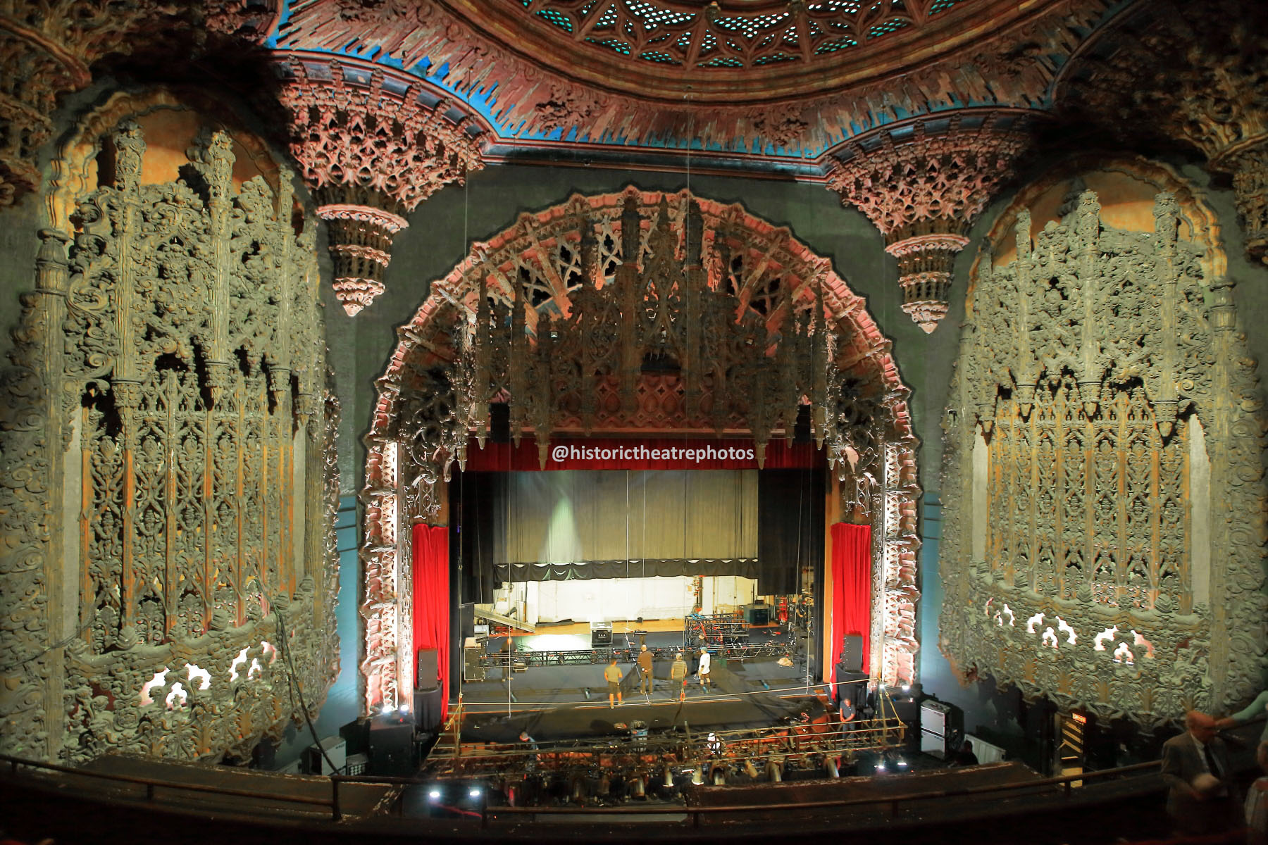 Organ grilles flanking the stage