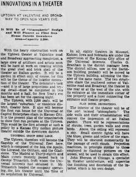 News of the theatre’s building, as printed in the 16th October 1927 edition of <i>The Kansas City Star</i> (120KB PDF)