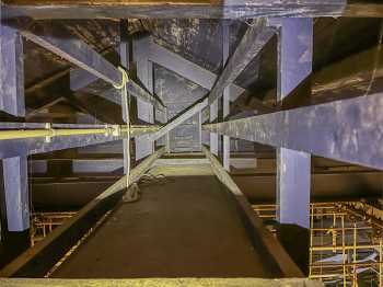 Settle Victoria Hall, United Kingdom: outside London: Stage Attic, looking upstage
