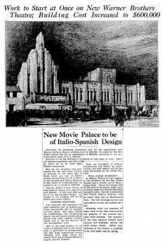 News of construction due to start on the theatre, as reported in the 5th February 1930 edition of the <i>San Pedro News Pilot</i> (650KB PDF)