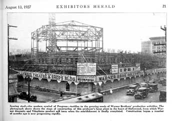 Construction photo as featured in the 13th August 1927 edition of “Exhibitors Herald”, held by Museum of Modern Art Library in New York and scanned online by the Internet Archive (JPG)