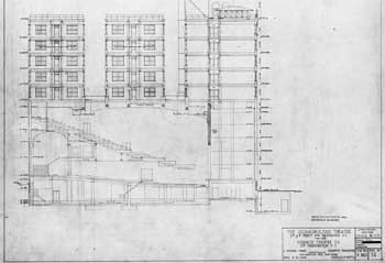 Longitudinal Section as planned, courtesy Library of Congress – note original name of “The Cosmopolitan Theatre” (JPG)